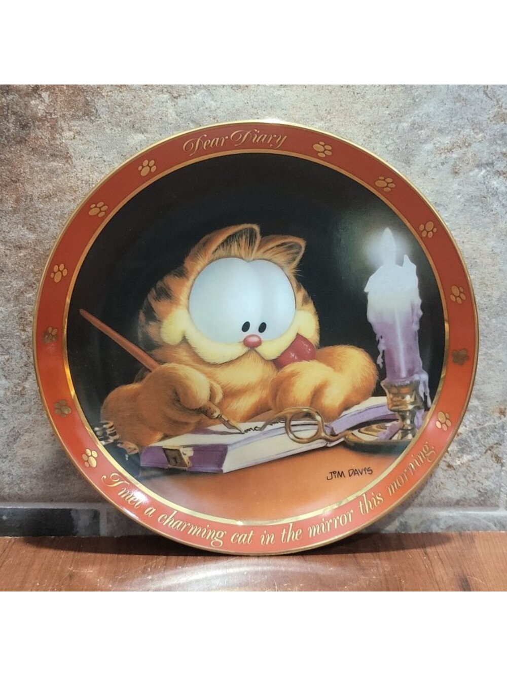 Danbury Mint Garfield Collector Plate The Charming Cat Dear Diary Series 1990